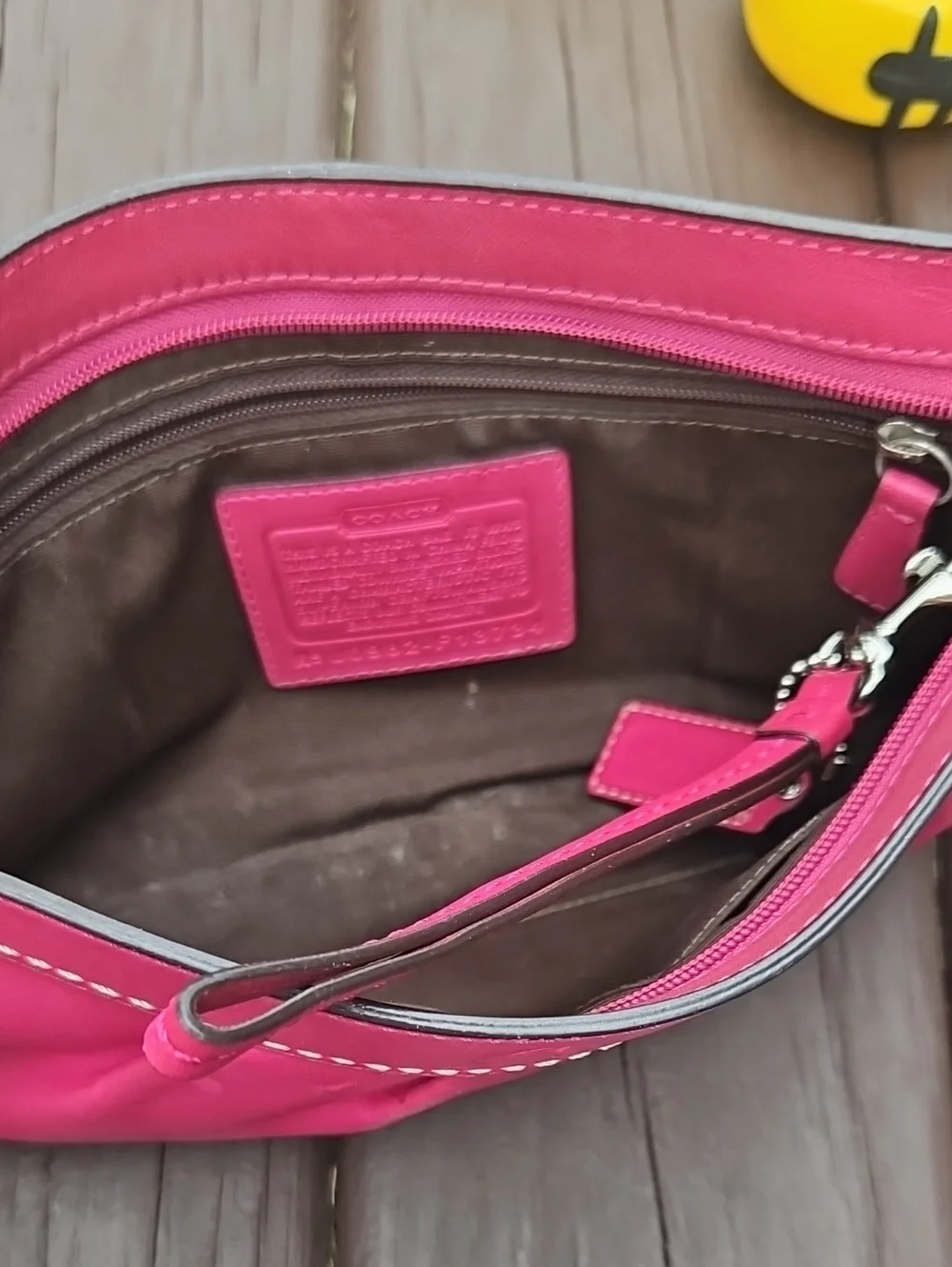 Coach Hot Pink Leather Wristlet Clutch